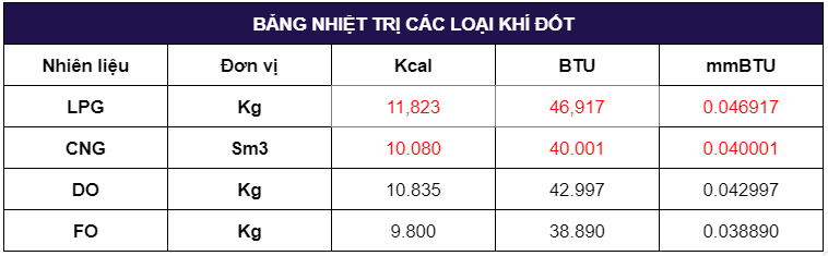 NHIỆT TRỊ LÀ GÌ? NHIỆT TRỊ CỦA CÁC LOẠI KHÍ ĐỐT